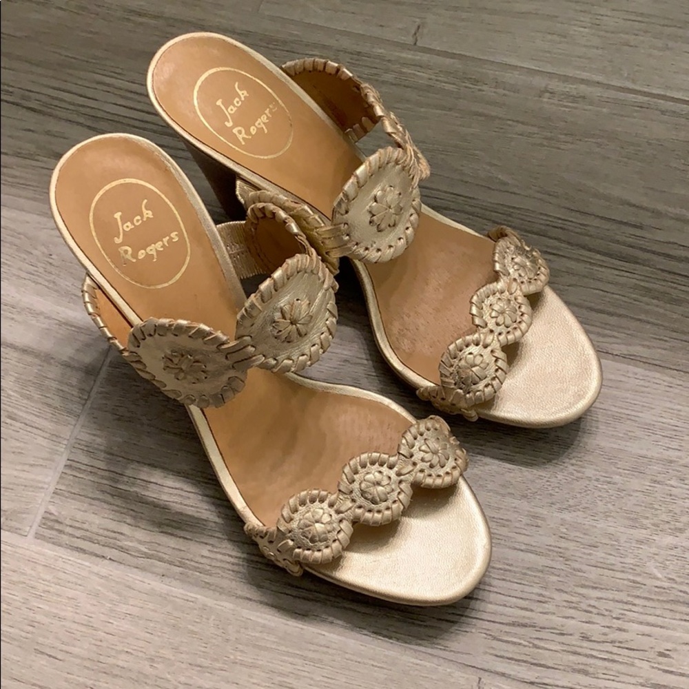 Jack Rogers Luccia Gold Wedge Sandal Size 8